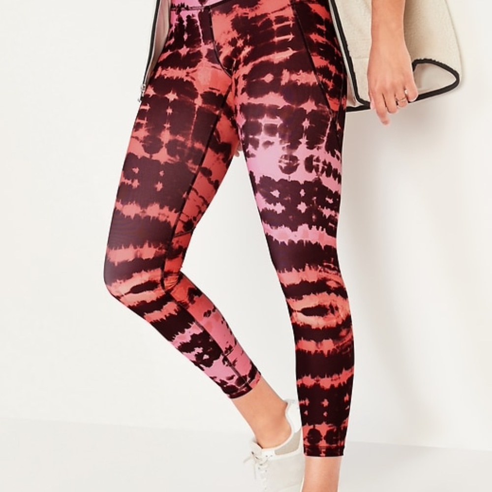 High-Waisted 7/8 Side-Pocket Leggings Pink TieDye